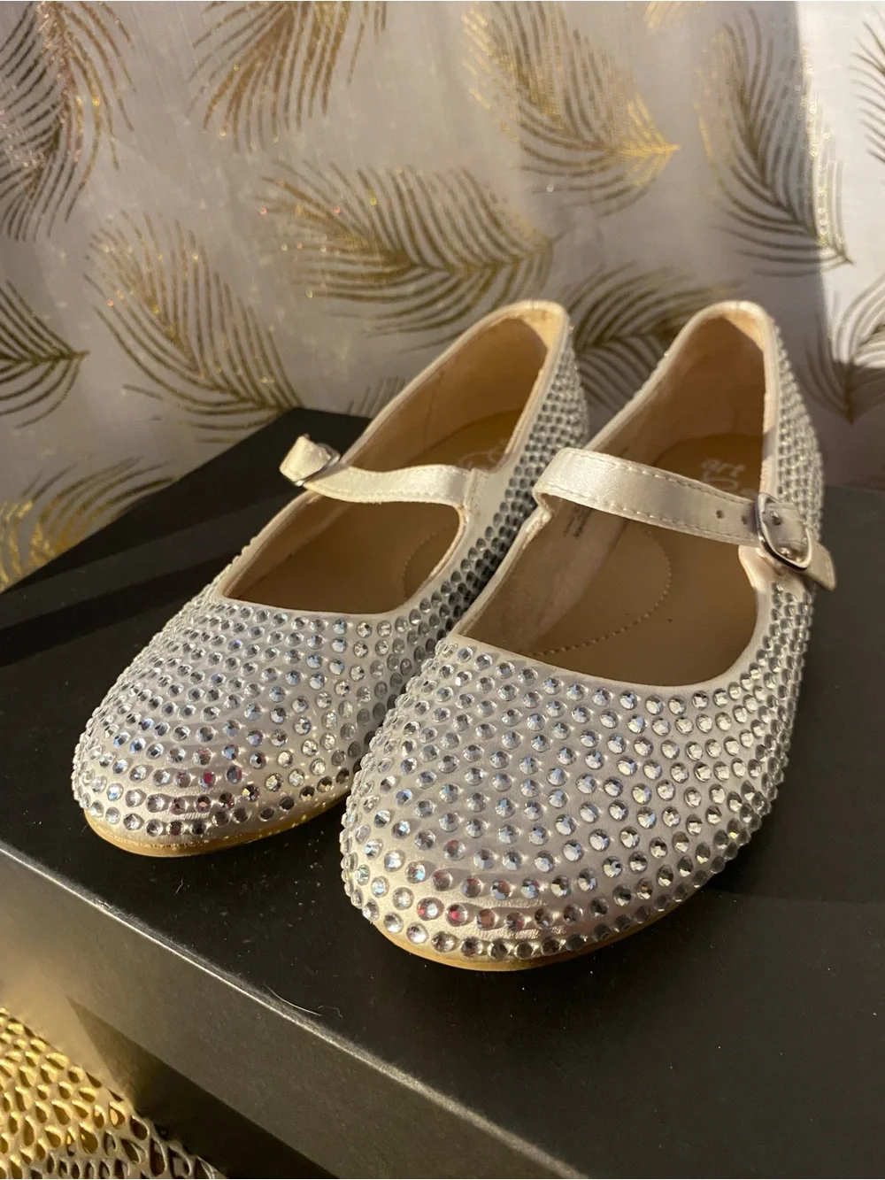 art class Girls' Ivory Rhinestone Mary Jane Flats